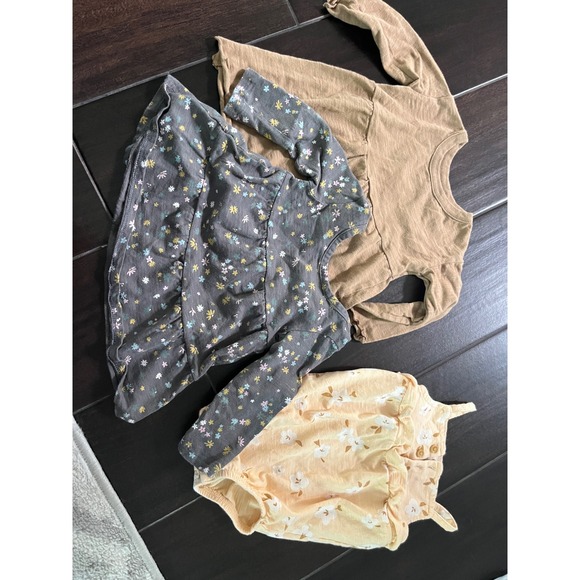 Little Co. By Lauren Conrad Other - Little Co Lauren Conrad Organic Cotton 3pc Bundle Peplum Tops Romper 3M 6M Kids